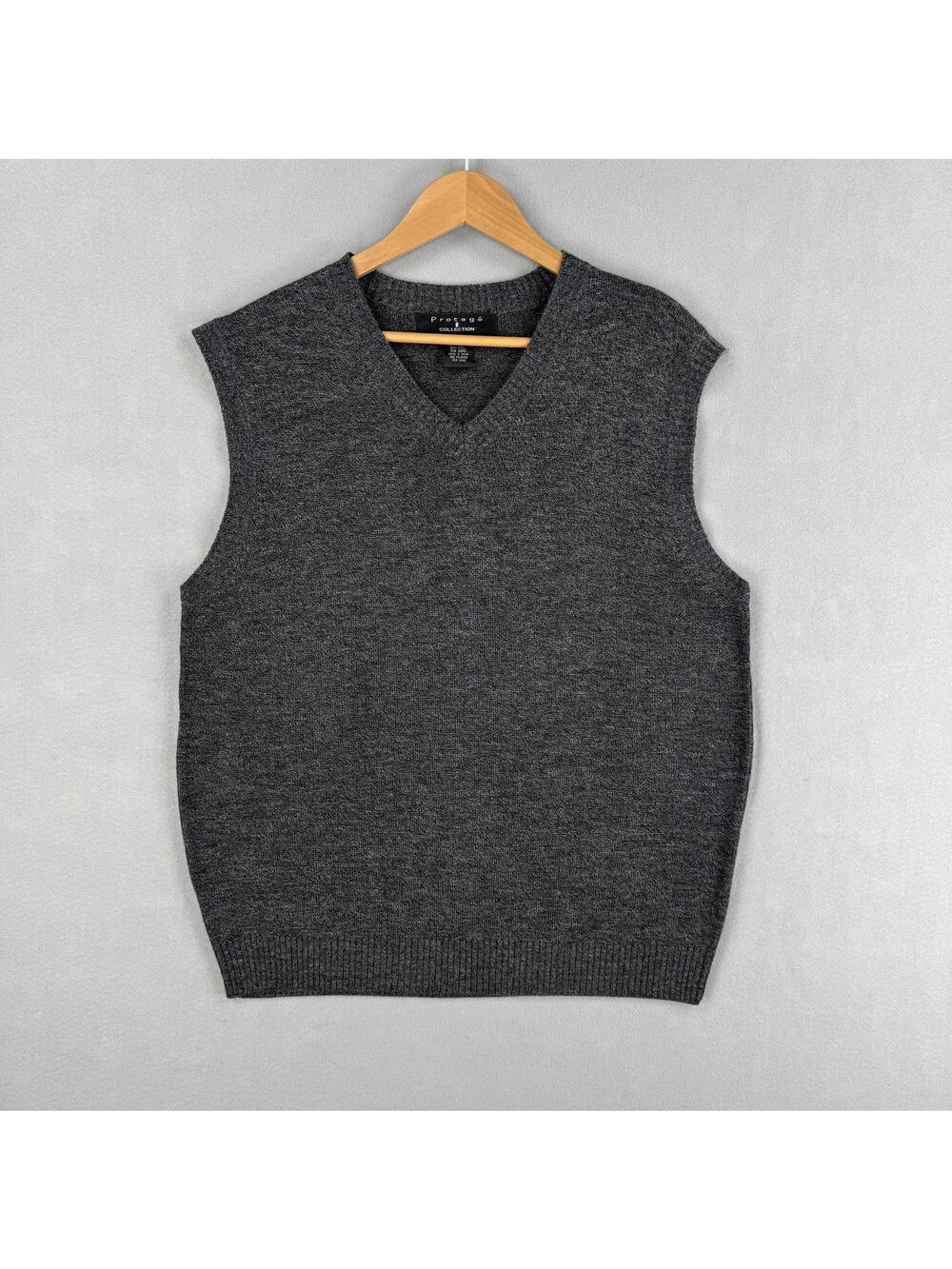 Protege Sweater Vest Size XL Grey Knit Acrylic Wool V Neck Pullover Classic